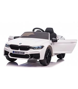 COCHE INFANTIL BMW M5, 12 voltios, asiento con funda, RUEDAS de goma, BLANCO, MANDO RC AC-SX2118WHITE